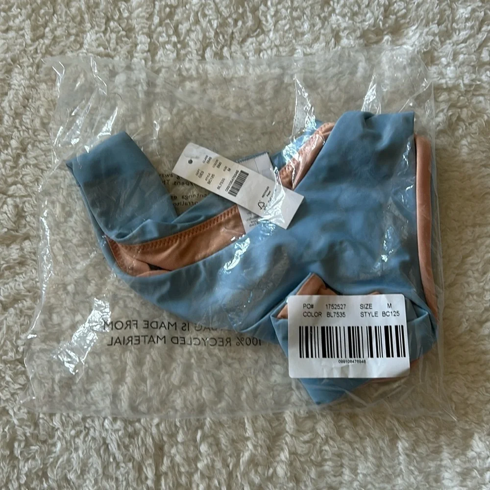 J. Crew Curved Waist Cheeky Bikini Bottom Light Blue Medium NWT